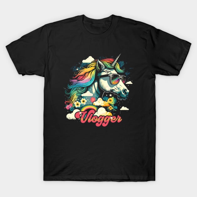 Rainbow Unicorn Vlogger T-Shirt by walaodesigns